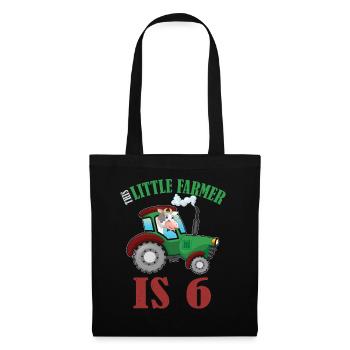 Birth Born Age 6 Years Old Farmer Cow Tractor - Stoffbeutel - Schwarz - Vorne