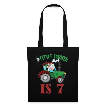 Birth Born Age 7 Years Old Farmer Cow Tractor - Stoffbeutel - Schwarz - Vorne
