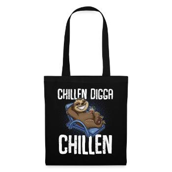 Chillen Digga Chillen Faultier - Stoffbeutel - Schwarz - Vorne