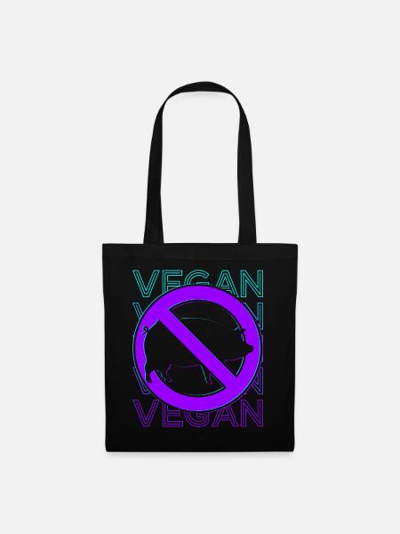 Veganer Vegetarier Veganismus Retro - Stoffbeutel - Schwarz