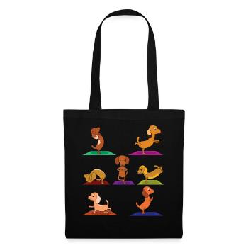 Zen Namaste Méditation Animale Teckel Yoga - Sac en tissu - noir - Devant