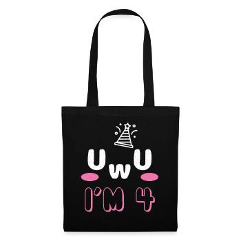 OwO UwU Face Age 4 Year Old Anime Aesthetic Otaku - Stoffbeutel - Schwarz - Vorne