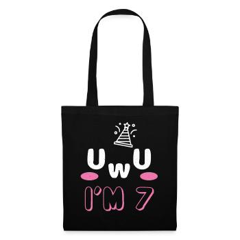 OwO UwU Face Age 7 Year Old Anime Aesthetic Otaku - Stoffbeutel - Schwarz - Vorne