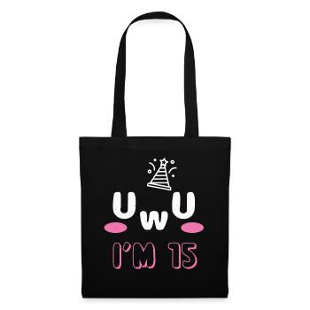 OwO UwU Face Age 15 Year Old Anime Aesthetic Otaku - Stoffbeutel - Schwarz - Vorne