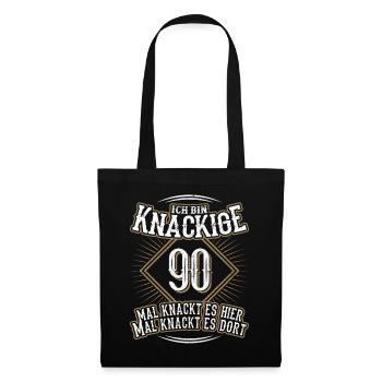 90. Geburtstag Lustig Geschenk - Stoffbeutel - Schwarz - Vorne