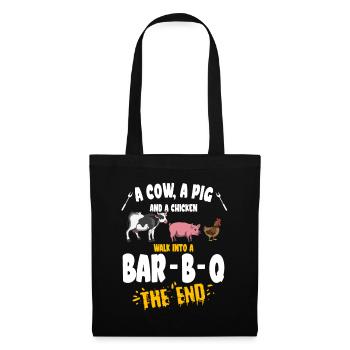 Une vache, un cochon et un poulet entrent dans un bar BQ Grill - Sac en tissu - noir - Devant