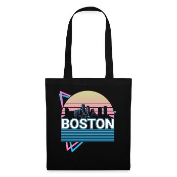Boston City Skyline Cityscape Rétro - Sac en tissu - noir - Devant