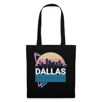 Dallas City Skyline Cityscape Rétro - Sac en tissu - noir - Devant