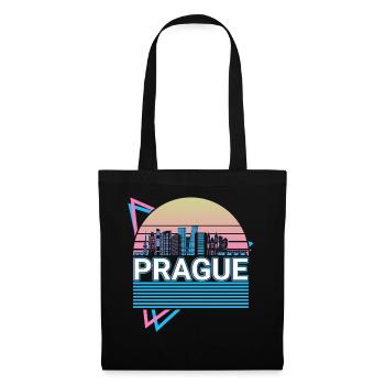 Praque City Skyline Stadtbild Retro - Stoffbeutel - Schwarz - Vorne