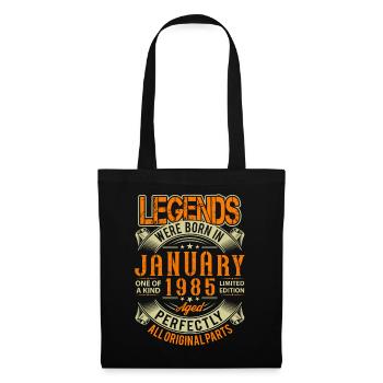 1985 Januar Geburtstag Legende - Stoffbeutel - Schwarz - Vorne