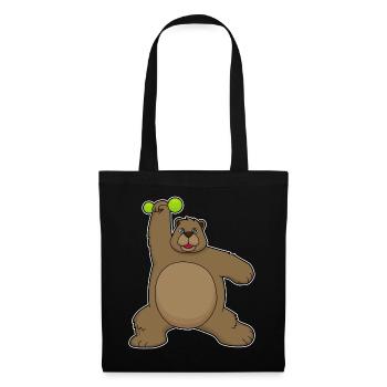 Bodybuilding Bear Bodybuilding avec haltères - Sac en tissu - noir - Devant
