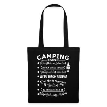 Campingregeln - Stoffbeutel - Schwarz - Vorne