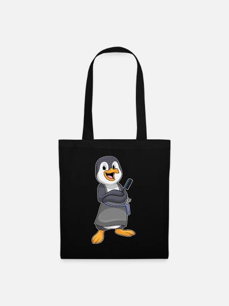 Pinguin Friseur Kamm - Stoffbeutel - Schwarz