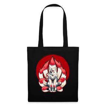 Cyborg Kitsune Nine-tailed Fox Cyber-Aesthetic - Tote Bag - black - Front