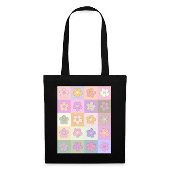 Danish Pastel Aesthetic Retro Flower Pattern - Tote Bag - black - Front
