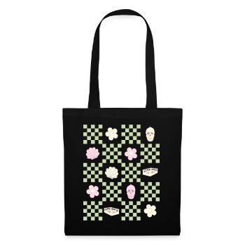 Danish Pastel Aesthetic Skull Flower Shell - Tote Bag - black - Front