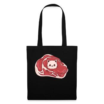 Meatcore Ästhetik Weirdcore Kawaii Katzenfleisch - Stoffbeutel - Schwarz - Vorne