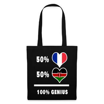 Das Genie Frankreich und Kenia / Geschenk - Stoffbeutel - Schwarz - Vorne