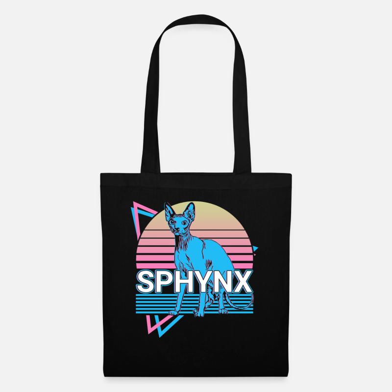 Sphynx Chat Rétro - Sac en tissu - noir