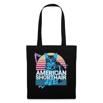 American Shorthair Cat Retro - Tote Bag - black - Front