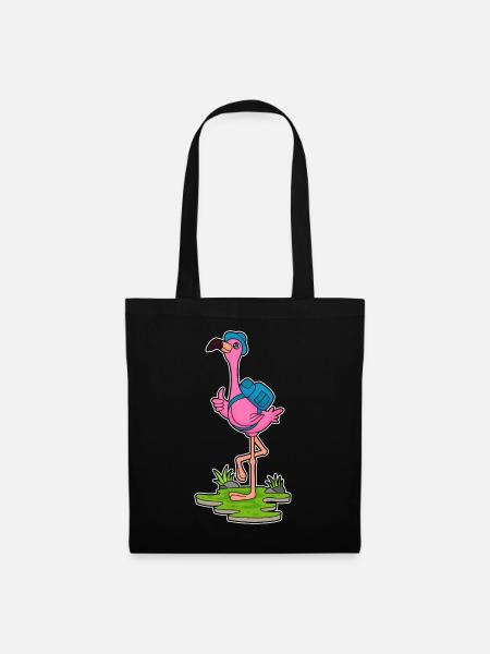 Flamingo Wanderer Rucksack Wandern - Stoffbeutel - Schwarz