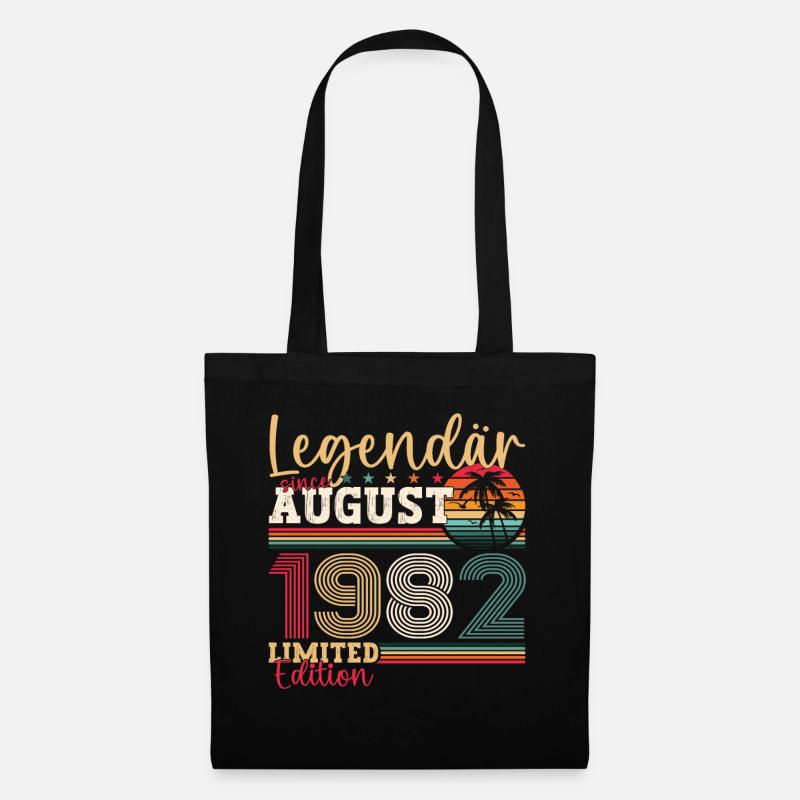 Legendär August 1982 40. Geburtstag Geschenk Fun - Stoffbeutel - Schwarz