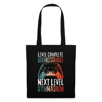 Level Complete Grundschule Einschulung Gymnasium - Stoffbeutel - Schwarz - Vorne