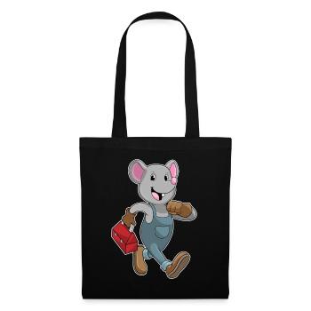 Maus Handwerker Werkzeugkasten Handwerk - Stoffbeutel - Schwarz - Vorne