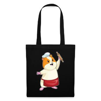 Hamster boulanger au rouleau à pâtisserie - Sac en tissu - noir - Devant