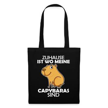 Capybara Wasserschwein - Stoffbeutel - Schwarz - Vorne