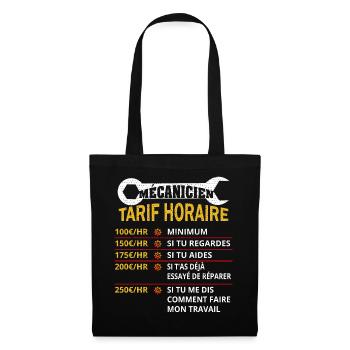 Mécanicien Tarif Horaire cadeau pour mécanicien - Sac en tissu - noir - Devant
