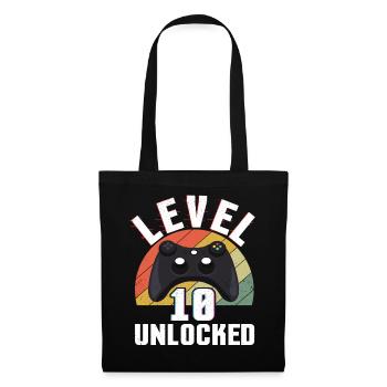 Retro Gamer Video Game Lover Gamer Age 10 Unlocked - Stoffbeutel - Schwarz - Vorne