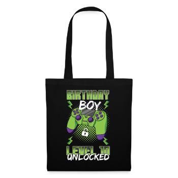 Gamer Boy Video Game Lover Age 10 Unlocked - Stoffbeutel - Schwarz - Vorne