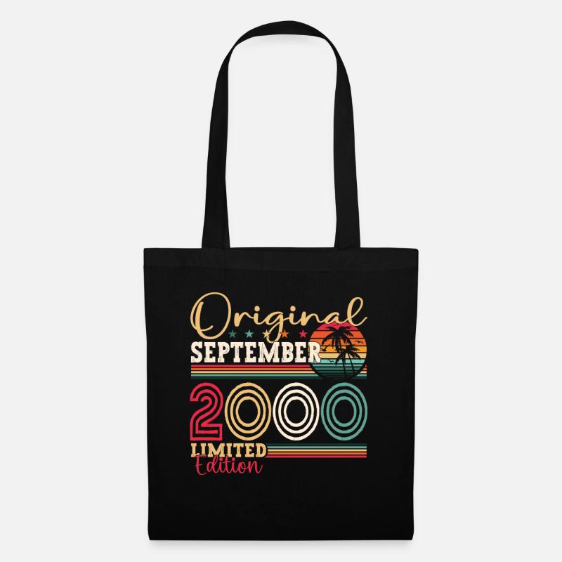 Original September Vintage 2000 Geburtstag Lustig - Stoffbeutel - Schwarz