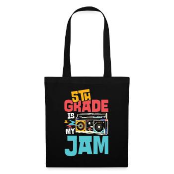 5. Klasse Musik-Design mit Kassette und Jam - Stoffbeutel - Schwarz - Vorne