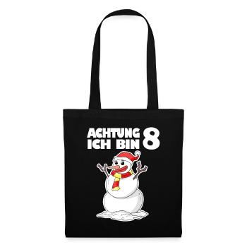 8.Geburtstag Schneemann 8 Jahre Geschenk - Stoffbeutel - Schwarz - Vorne