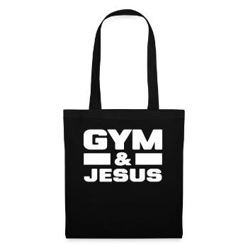 Gym and Jesus Christian Workout Sport Jesus - Stoffbeutel - Schwarz - Vorne
