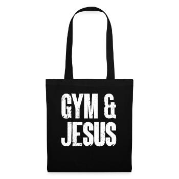 Gym and Jesus Christian Workout Sport Jesus - Stoffbeutel - Schwarz - Vorne