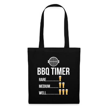 BBQ Timer Barbecue Beer Steak Grill Funny Grilling - Tote Bag - black - Front
