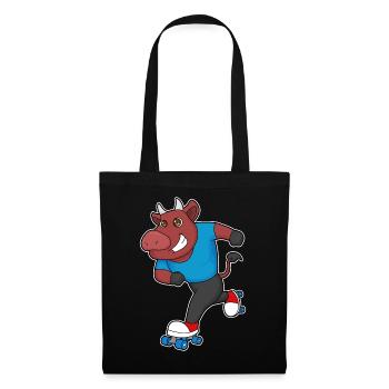 Stier Rollschuhfahren Rollschuhe - Stoffbeutel - Schwarz - Vorne
