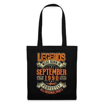 1990 September Geburtstag Legende - Stoffbeutel - Schwarz - Vorne