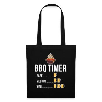 BBQ Timer Barbecue Beer Steak Grill Funny Grilling - Tote Bag - black - Front