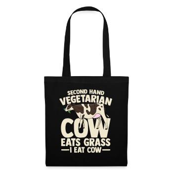 second hand vegetarian cow eats grass i eat cow - Stoffbeutel - Schwarz - Vorne