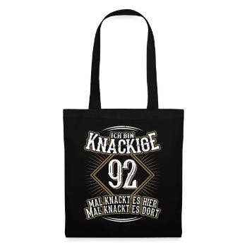 92. Geburtstag Lustig Geschenk - Stoffbeutel - Schwarz - Vorne