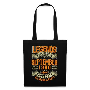 1980 September Geburtstag Legende - Stoffbeutel - Schwarz - Vorne