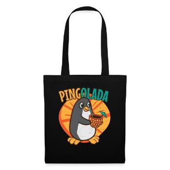 Pinguin Pinacolada Cocktail Pingolada Wortspiel - Stoffbeutel - Schwarz - Vorne