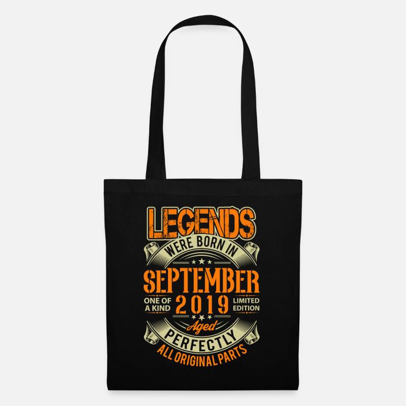 2019 September Geburtstag Legende - Stoffbeutel - Schwarz