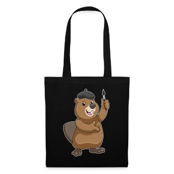Peinture au pinceau peintre de castor - Sac en tissu - noir - Devant