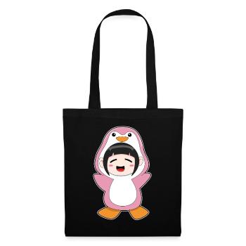Pinguin Mädchen Kostüm - Stoffbeutel - Schwarz - Vorne