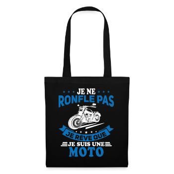 Je Ne Ronfle Pas Je Rêve Que Je Suis Une Moto - Sac en tissu - noir - Devant